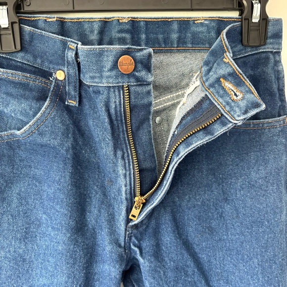 Wrangler Blue Wash Denim Straight Leg High Rise Jeans Loose Fit Western - Picture 9 of 10